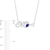 Thumbnail Image 2 of Oval Blue and White Lab-Created Sapphire Cursive "Mom" Necklace in Sterling Silver - 18.75"