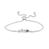 Thumbnail Image 0 of Oval Blue and White Lab-Created Sapphire Cursive "Mom" Bolo Bracelet in Sterling Silver – 9.25"