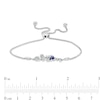 Thumbnail Image 1 of Oval Blue and White Lab-Created Sapphire Cursive "Mom" Bolo Bracelet in Sterling Silver – 9.25"