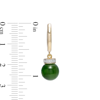 8.0mm Jade and Diamond Accent Collar Drop Earrings in 14K Gold