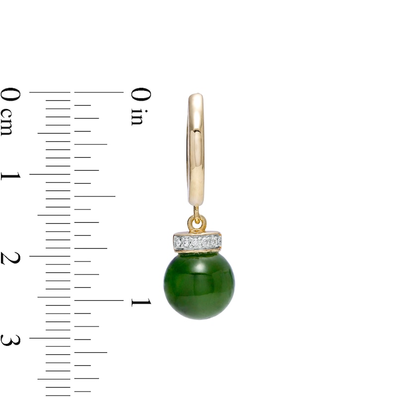 8.0mm Jade and Diamond Accent Collar Drop Earrings in 14K Gold
