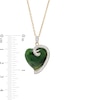 Thumbnail Image 3 of 16.0mm Heart-Shaped Jade and 0.17 CT. T.W. Diamond Curl Overlay Pendant in 14K Gold