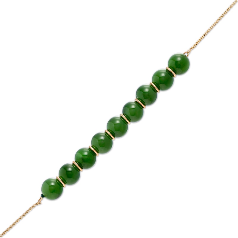 Main Image 1 of 8.0mm Jade Bead Adjustable Bracelet in 14K Gold - 9.0"