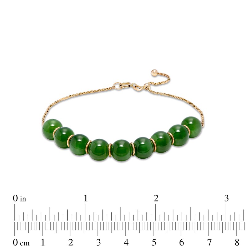 Main Image 4 of 8.0mm Jade Bead Adjustable Bracelet in 14K Gold - 9.0"