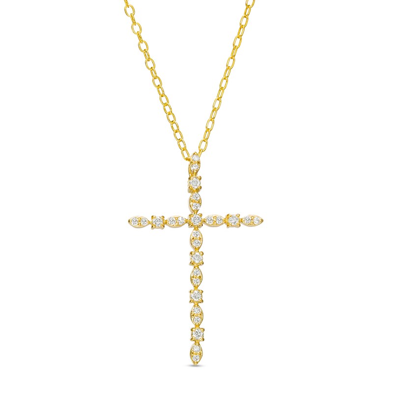 0.18 CT. T.W. Diamond Geometric Shapes Cross Pendant in 10K Gold|Peoples Jewellers