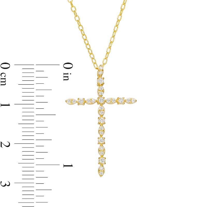 Main Image 2 of 0.18 CT. T.W. Diamond Geometric Shapes Cross Pendant in 10K Gold