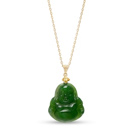 Jade Buddha Pendant in 14K Gold