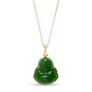 Jade Buddha Pendant in 14K Gold