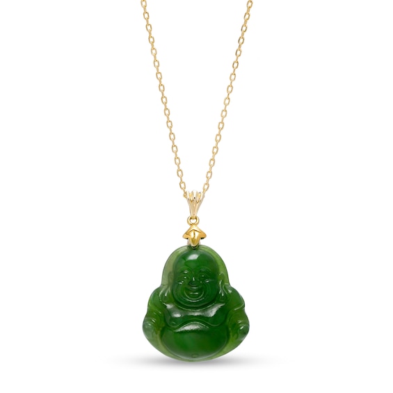 Jade Buddha Pendant in 14K Gold