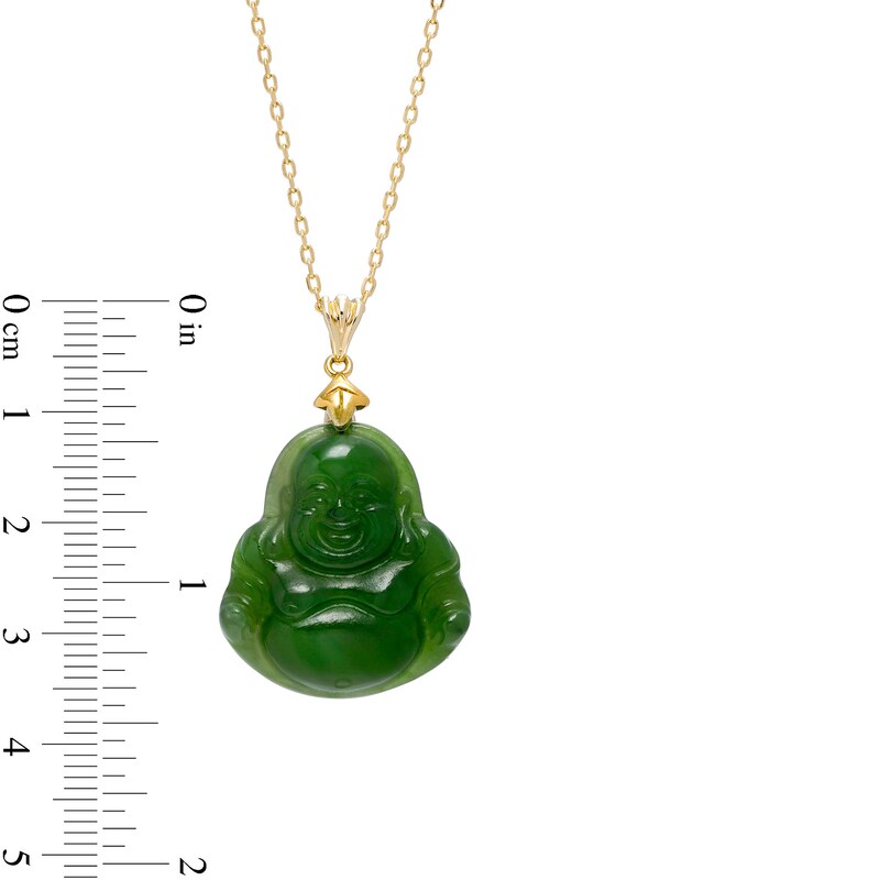 Main Image 3 of Jade Buddha Pendant in 14K Gold