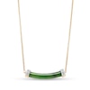 Thumbnail Image 0 of Jade and 0.08 CT. T.W. Diamond Cuff Bar Necklace in 14K Gold