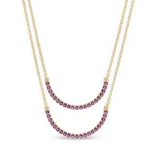Amethyst Half Circle Necklace Set in 10K Gold