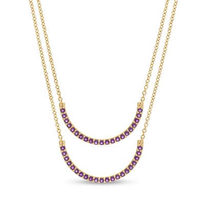 Amethyst Half Circle Necklace Set in 10K Gold