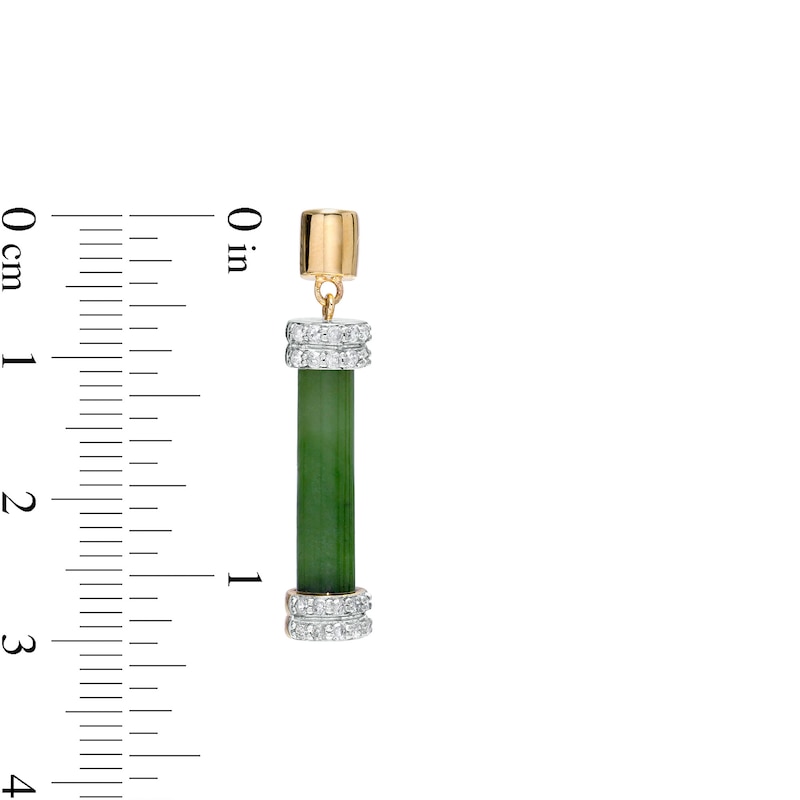 Main Image 3 of Jade and 0.29 CT. T.W. Diamond Cuff Bar Drop Earrings in 14K Gold