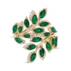 Thumbnail Image 0 of EFFY™ Collection Marquise-Cut Emerald and 0.13 CT. T.W. Diamond Leaf Vine Bypass Wrap Ring in 14K Gold