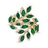 Thumbnail Image 1 of EFFY™ Collection Marquise-Cut Emerald and 0.13 CT. T.W. Diamond Leaf Vine Bypass Wrap Ring in 14K Gold