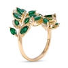 Thumbnail Image 2 of EFFY™ Collection Marquise-Cut Emerald and 0.13 CT. T.W. Diamond Leaf Vine Bypass Wrap Ring in 14K Gold
