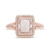 Thumbnail Image 0 of Emerald-Cut Opal and 0.23 CT. T.W. Diamond Double Frame Split Shank Ring in 10K Rose Gold