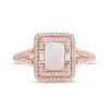 Emerald-Cut Opal and 0.23 CT. T.W. Diamond Double Frame Split Shank Ring in 10K Rose Gold