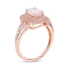 Emerald-Cut Opal and 0.23 CT. T.W. Diamond Double Frame Split Shank Ring in 10K Rose Gold