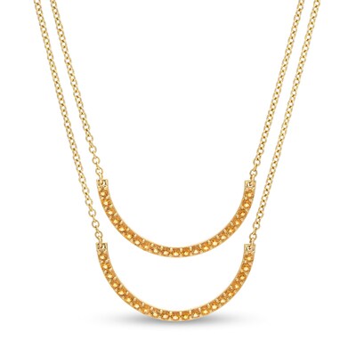 Citrine Half Circle Necklace Set in 10K Gold