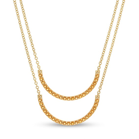 Citrine Half Circle Necklace Set in 10K Gold