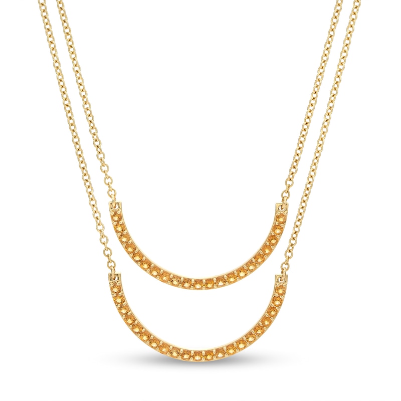Citrine Half Circle Necklace Set in 10K Gold