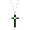 Thumbnail Image 1 of Jade and 0.11 CT. T.W. Diamond Cross Pendant in 14K Gold