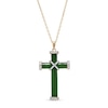 Thumbnail Image 0 of Jade and 0.11 CT. T.W. Diamond Cross Pendant in 14K Gold