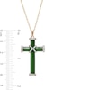 Thumbnail Image 3 of Jade and 0.11 CT. T.W. Diamond Cross Pendant in 14K Gold