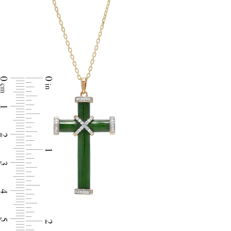 Jade and 0.11 CT. T.W. Diamond Cross Pendant in 14K Gold