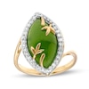 Thumbnail Image 0 of Marquise Jade and 0.22 CT. T.W. Diamond Frame Ring in 14K Gold