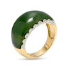 Thumbnail Image 2 of Jade and 0.085 CT. T.W. Diamond Scallop Edge Ring in 14K Gold