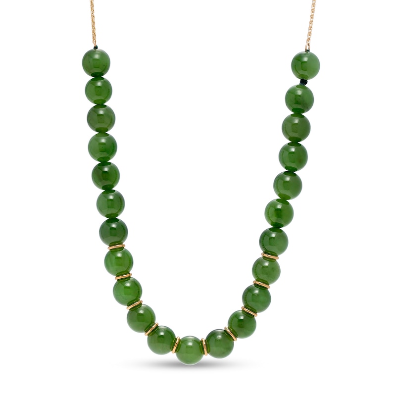 8.0mm Jade Bead Adjustable Necklace in 14K Gold