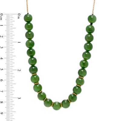 8.0mm Jade Bead Adjustable Necklace in 14K Gold