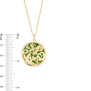 Jade Dragon Medallion Pendant in 14K Gold