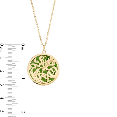 Jade Dragon Medallion Pendant in 14K Gold