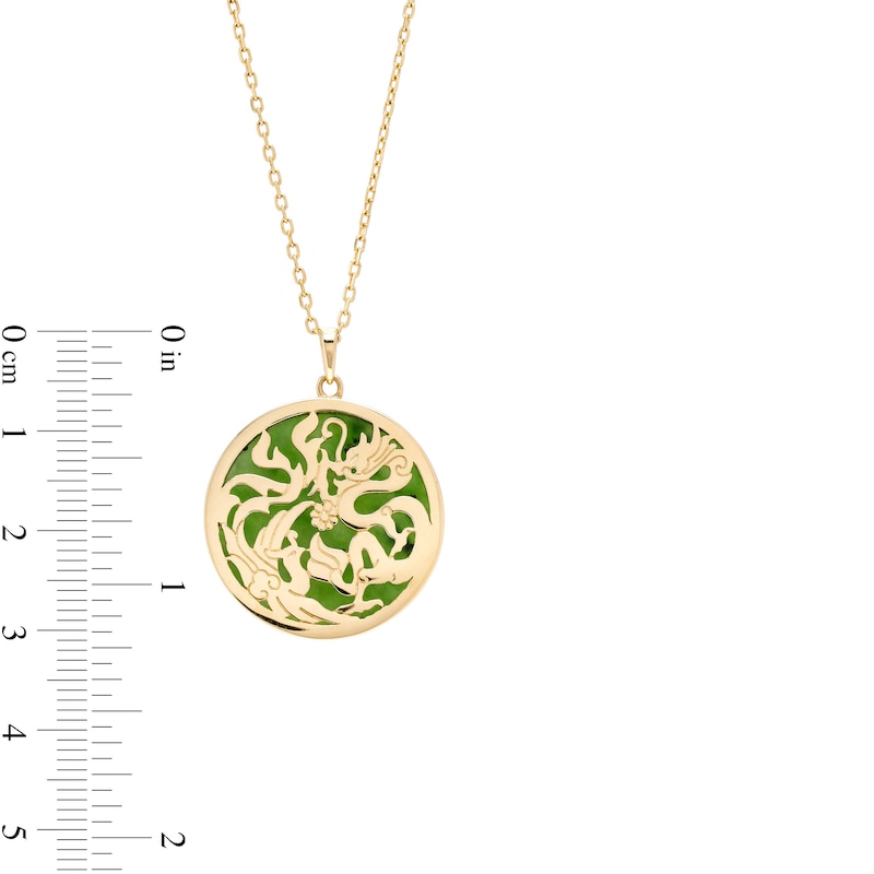 Main Image 3 of Jade Dragon Medallion Pendant in 14K Gold
