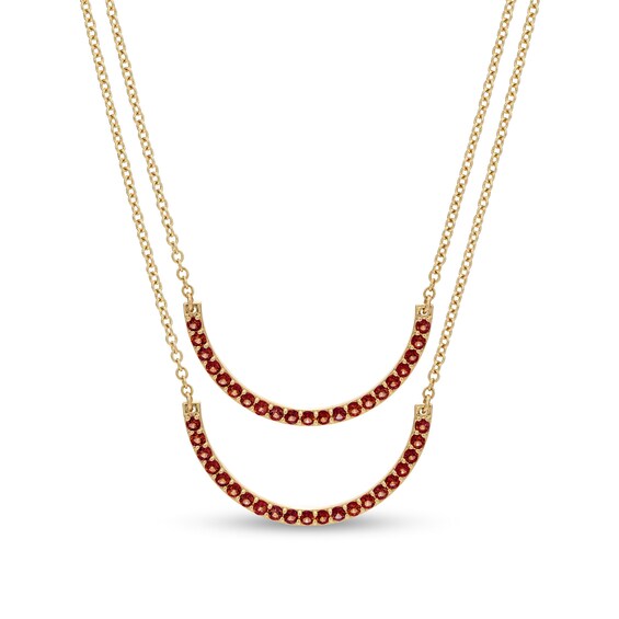 Garnet Half Circle Necklace Set in 10K Gold