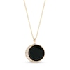 Thumbnail Image 0 of EFFY™ Collection 16.0mm Onyx and 0.11 CT. T.W. Diamond Crescent Moon Drop Pendant in 14K Gold