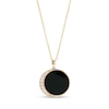 Thumbnail Image 1 of EFFY™ Collection 16.0mm Onyx and 0.11 CT. T.W. Diamond Crescent Moon Drop Pendant in 14K Gold