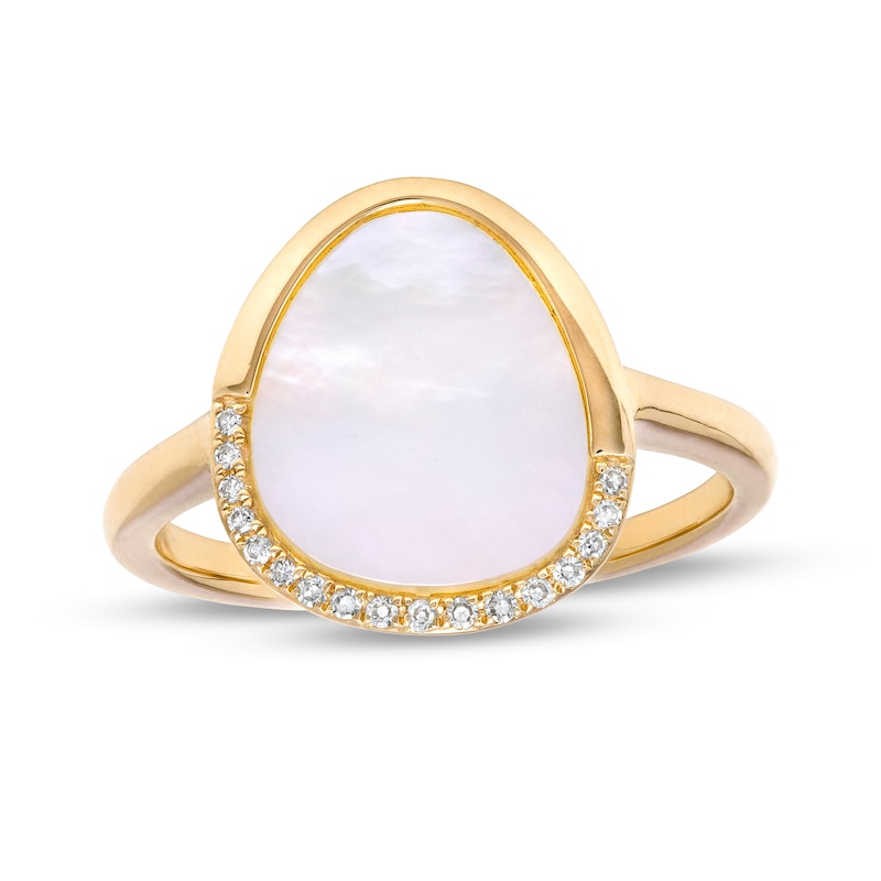 EFFY™ Collection Mother-of-Pearl and 0.05 CT. T.W. Diamond Abstract Ring in 14K Gold|Peoples Jewellers