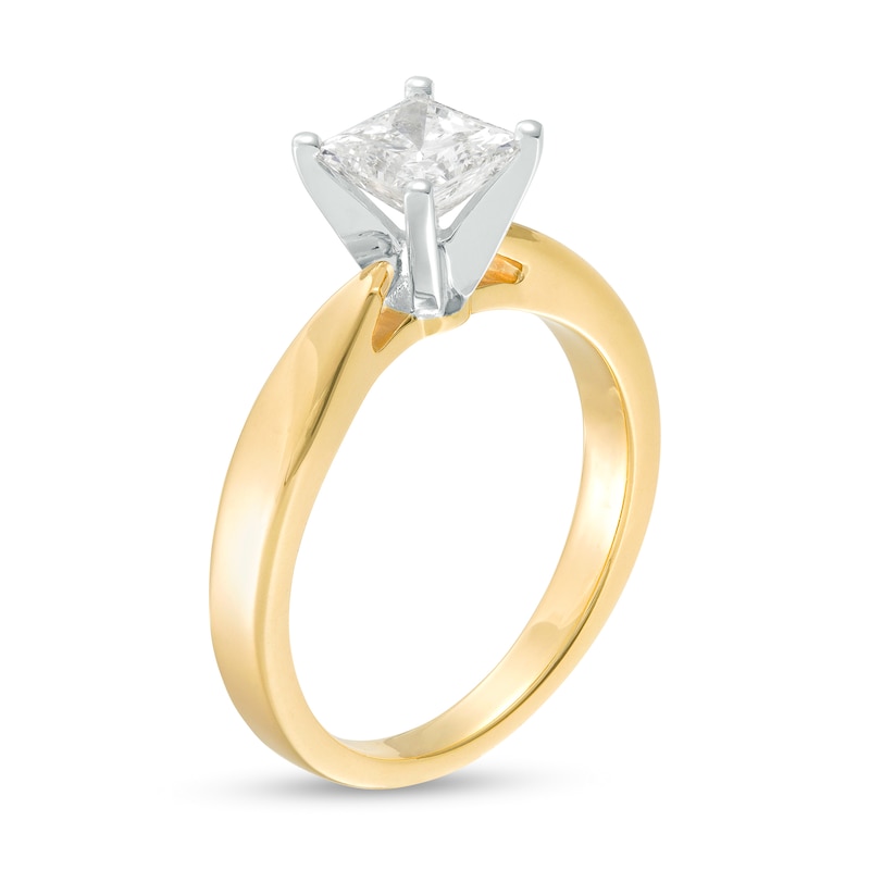 Main Image 3 of Celebration 100 1.00 CT. Princess-Cut Canadian Certified Diamond Solitaire Engagement Ring in 14K Gold (I/SI2)