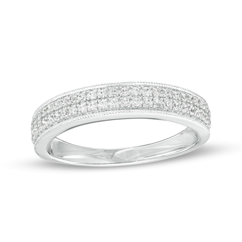 0.25 CT. T.W. Diamond Double Row Band in 10K White Gold|Peoples Jewellers