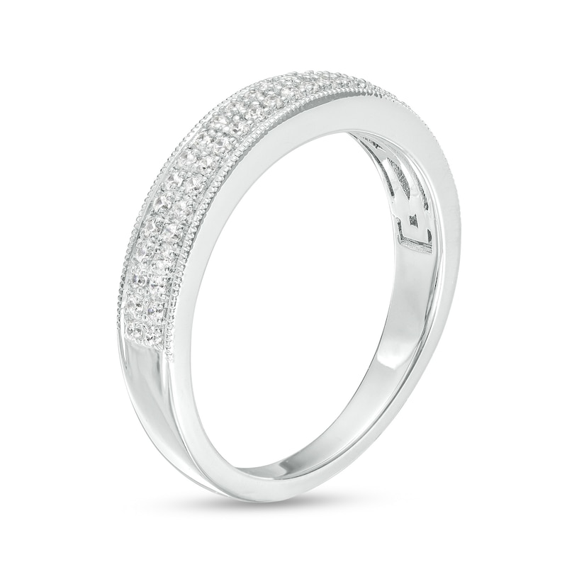 Main Image 2 of 0.25 CT. T.W. Diamond Double Row Band in 10K White Gold