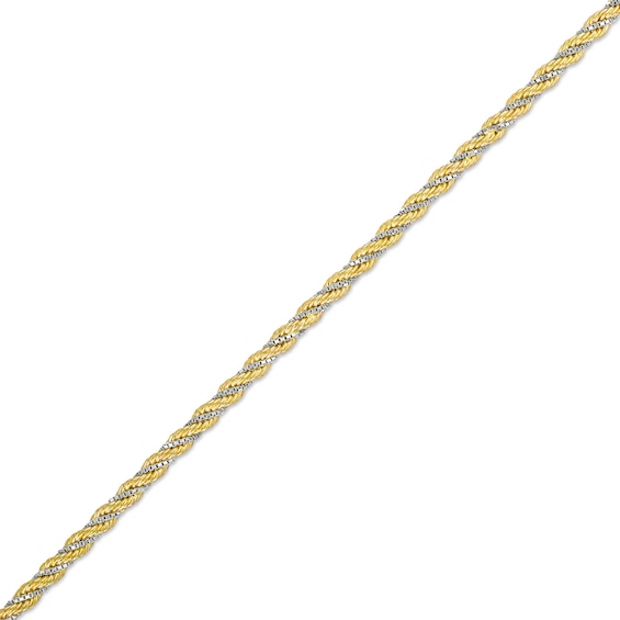 2.48mm Hollow Cashmere Rope Chain Bracelet in 10K Two-Tone Gold -