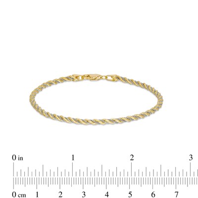 2.48mm Cashmere Rope Chain Bracelet in Hollow 10K Two-Tone Gold - 7.25"