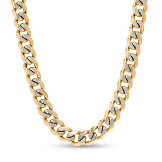 Men's 10.5mm Curb Chain Necklace in Stainless Steel and Yellow Ion-Plate – 24"