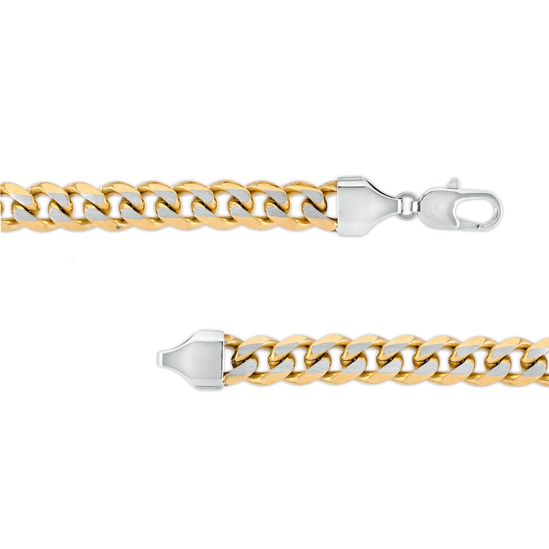 Men's 10.5mm Curb Chain Necklace in Stainless Steel and Yellow Ion-Plate – 24"|Peoples Jewellers