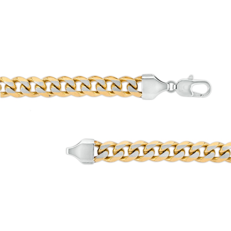 Main Image 3 of Men's 10.5mm Curb Chain Necklace in Stainless Steel and Yellow Ion-Plate – 24"